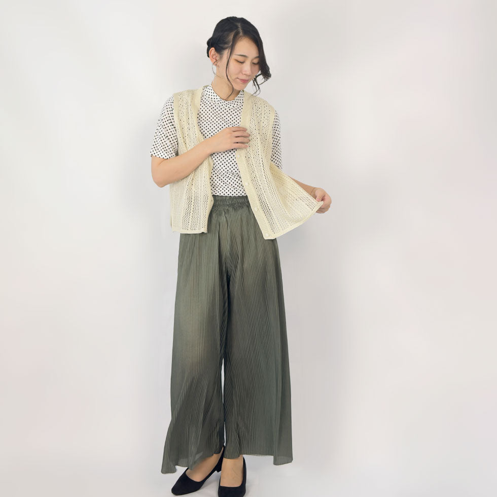 メッシュ網みニットベスト