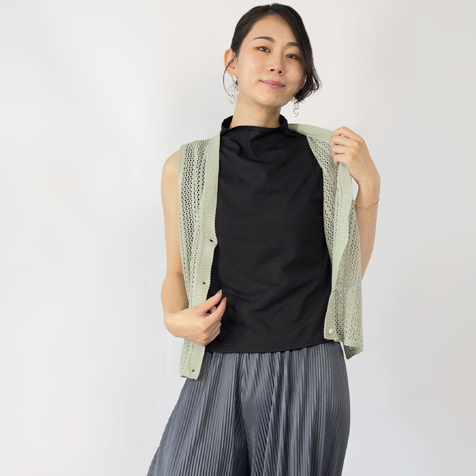 メッシュ網みニットベスト