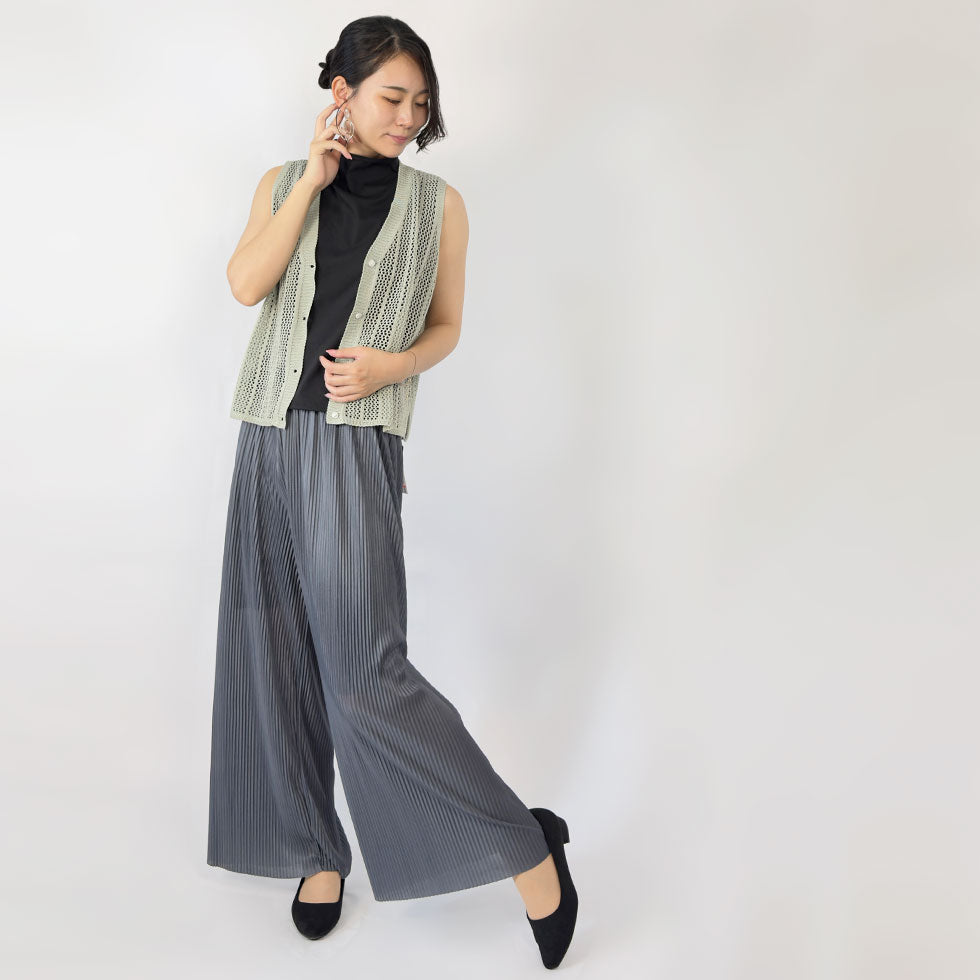 メッシュ網みニットベスト