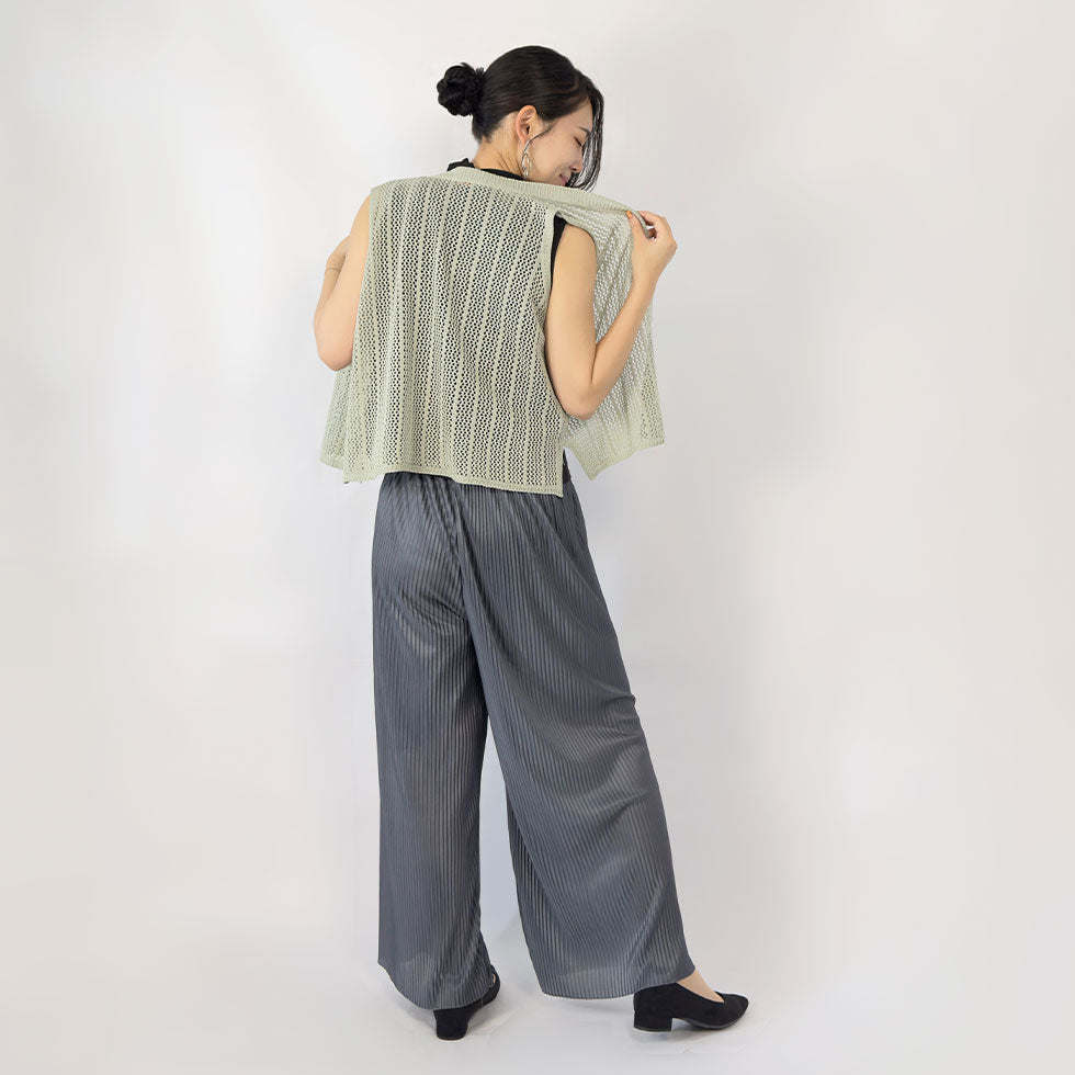 メッシュ網みニットベスト