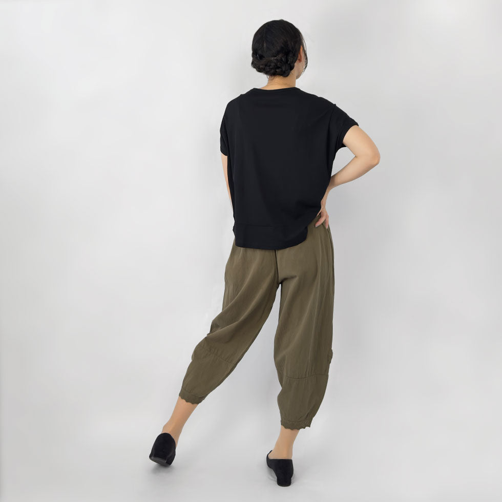 裾リボン&レースワイドガーデニングパンツ