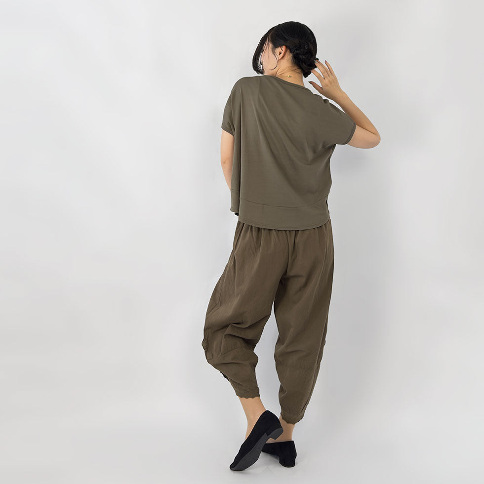 裾リボン&レースワイドガーデニングパンツ