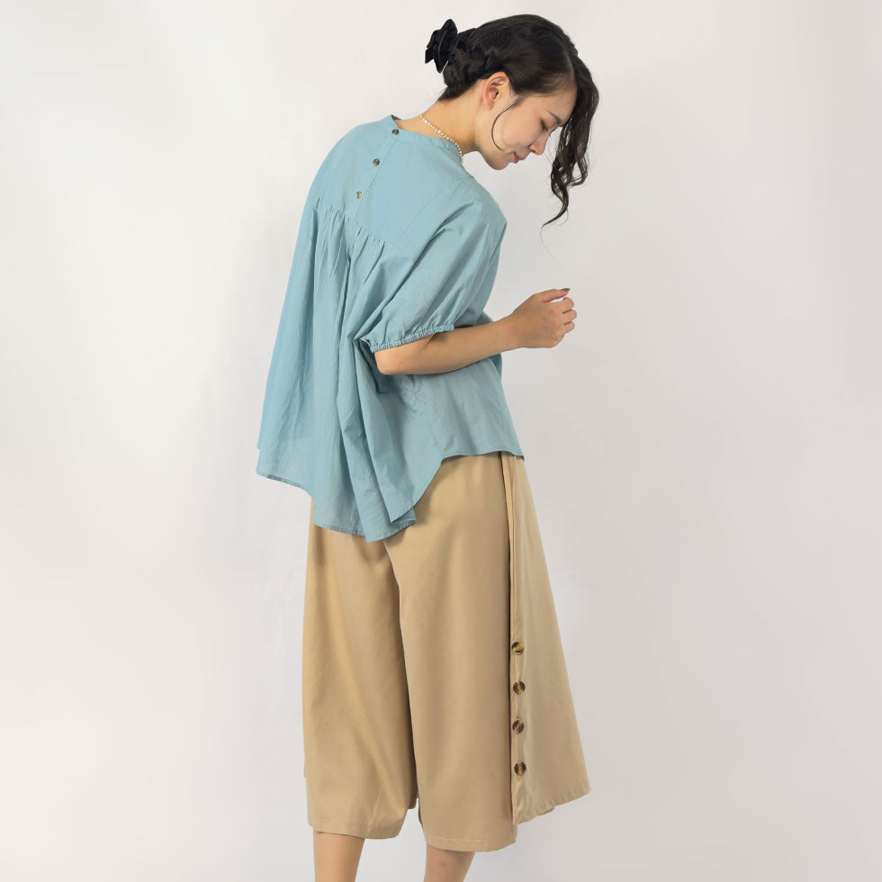 サイドボタンワイドパンツ