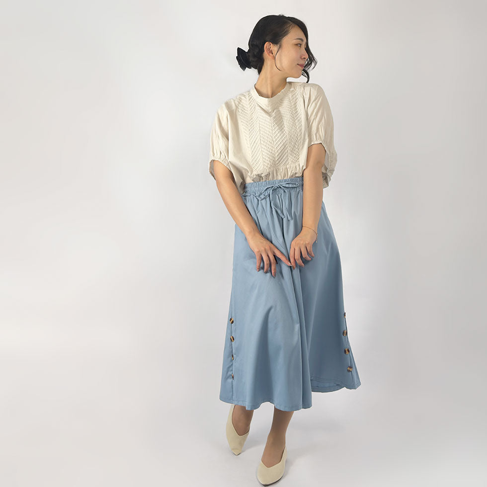 サイドボタンワイドパンツ