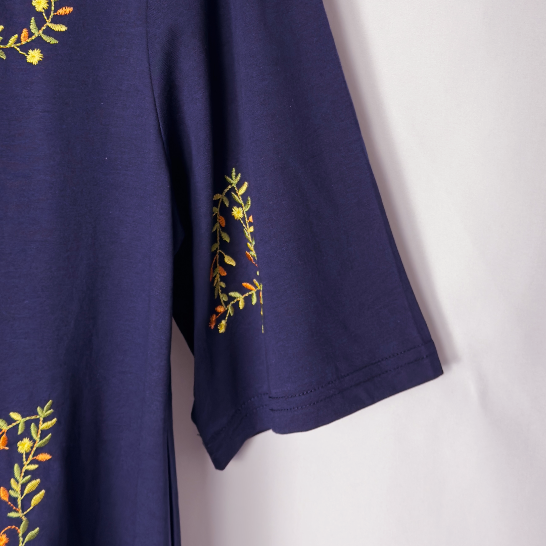 リーフナンバー刺繍柄チュニック