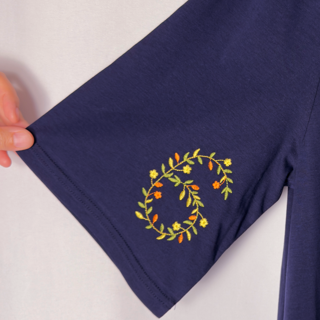 リーフナンバー刺繍柄チュニック