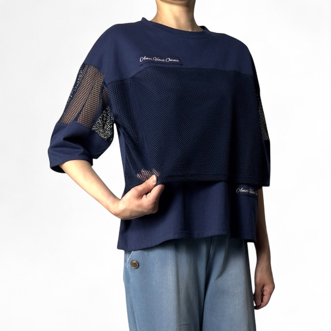 メッシュ切替デザインTシャツ