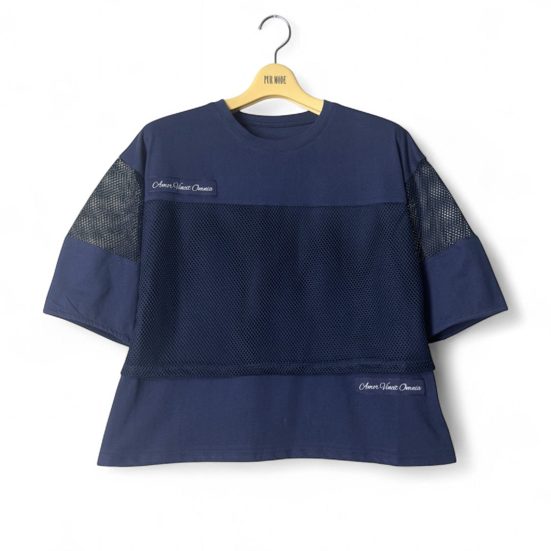 メッシュ切替デザインTシャツ