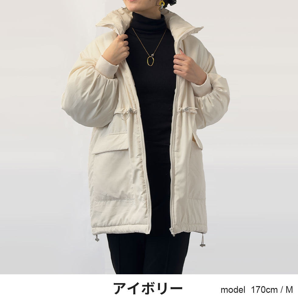 ぽわん袖中綿コート