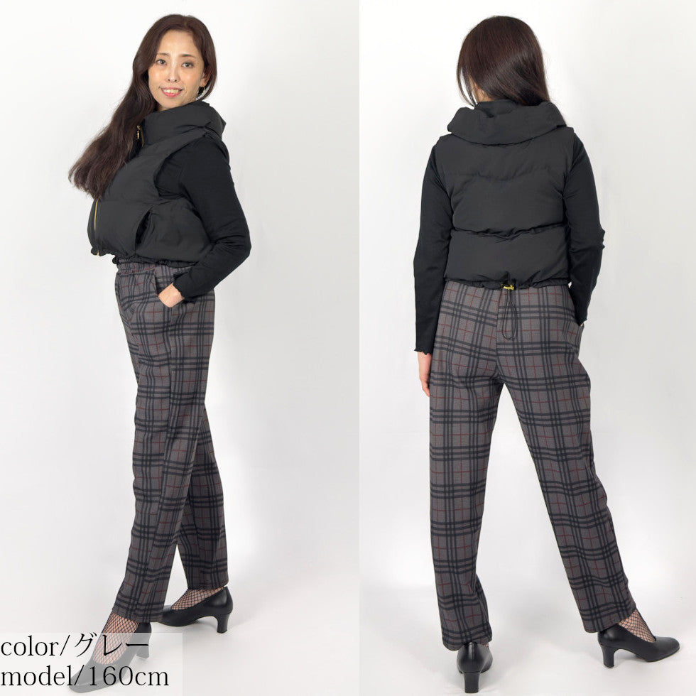[50%OFF]ストレッチチェックテーパードパンツ