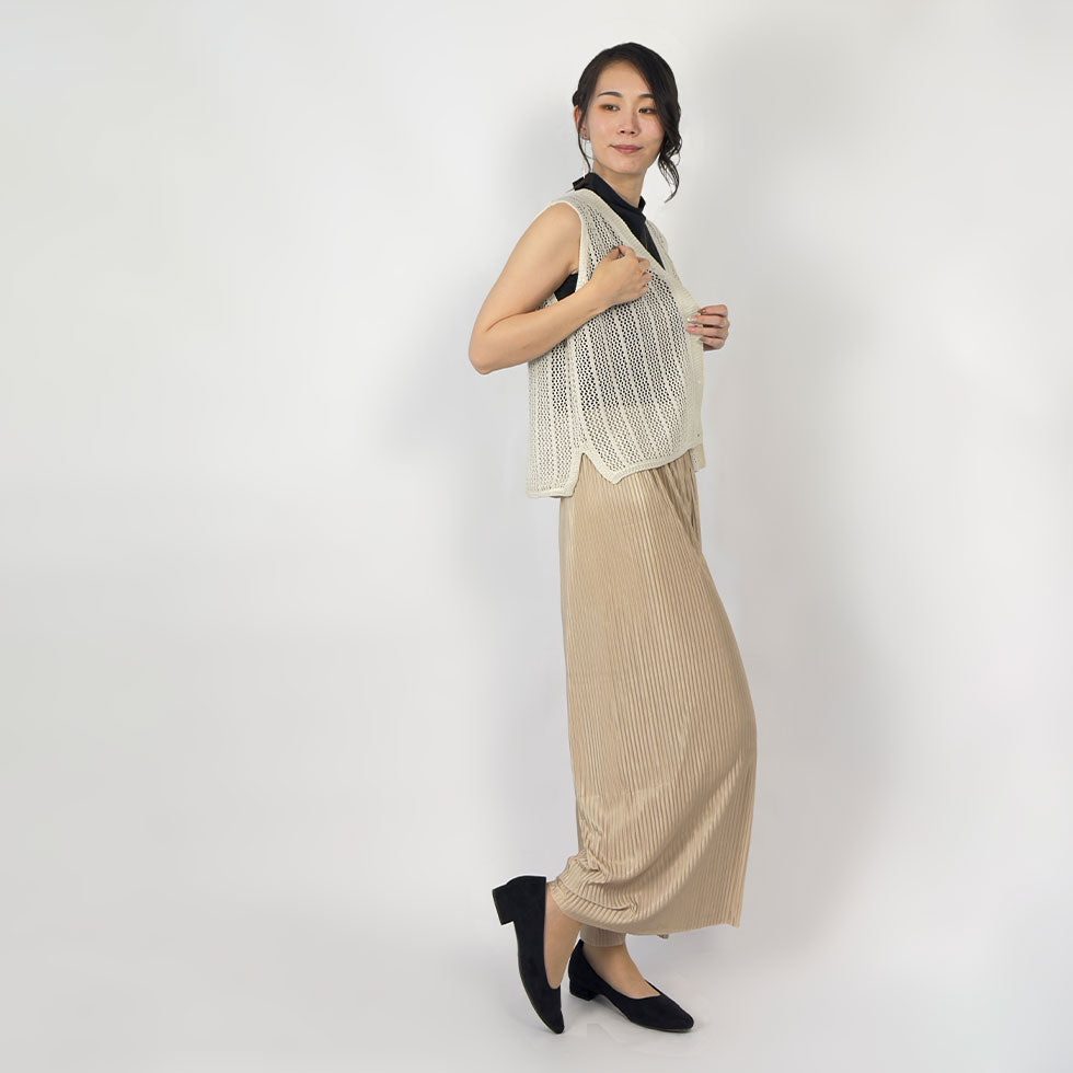 メッシュ網みニットベスト
