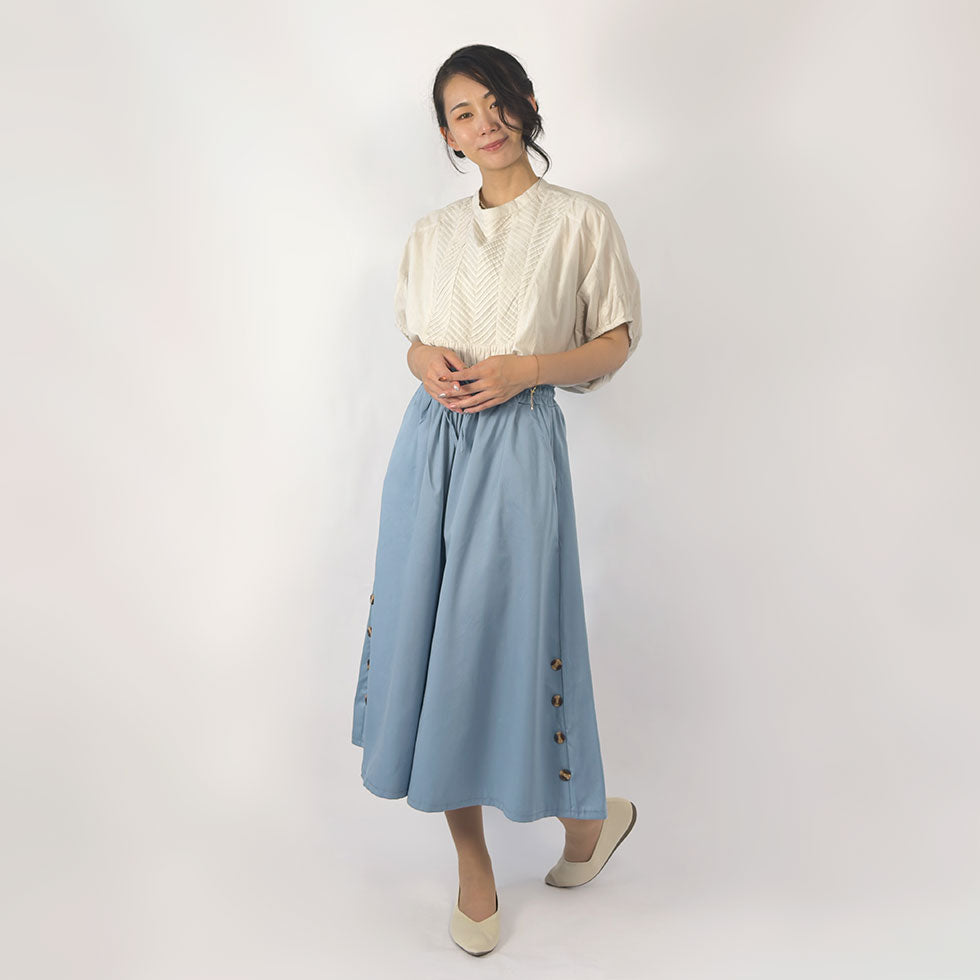 サイドボタンワイドパンツ