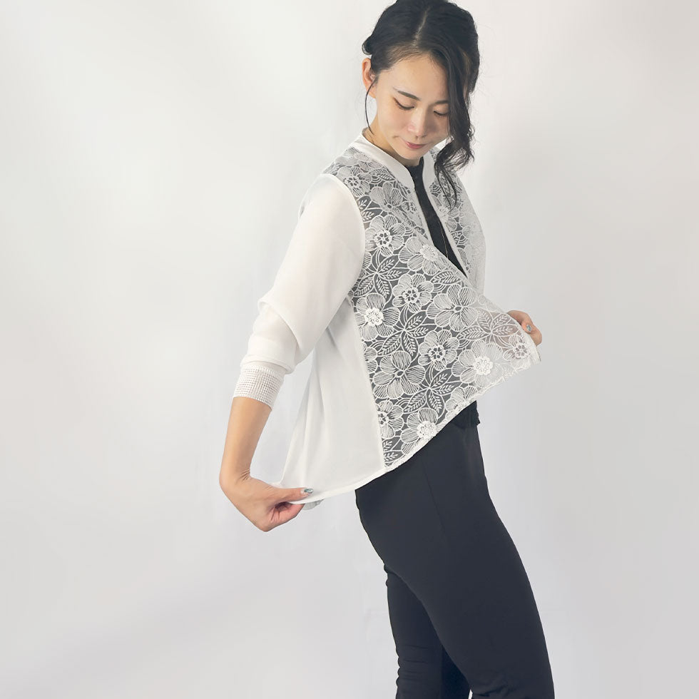 花柄レース刺繍シアージャケット