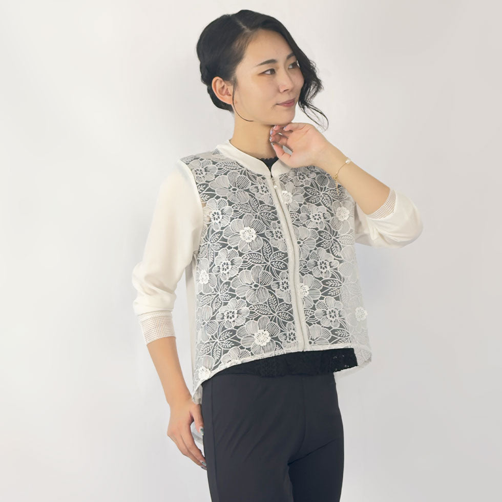 花柄レース刺繍シアージャケット