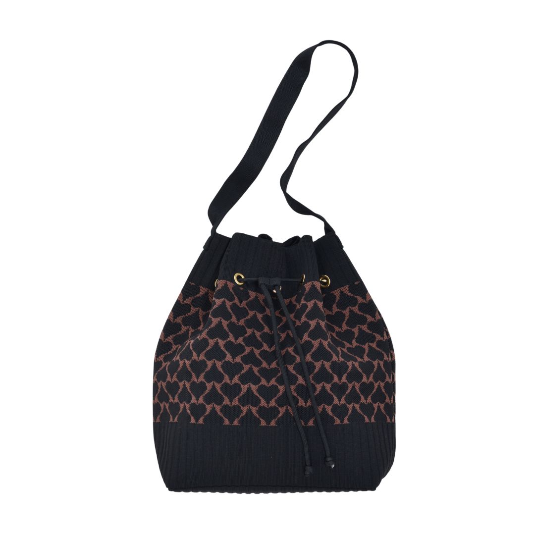 ハート柄ニットショルダーバッグ