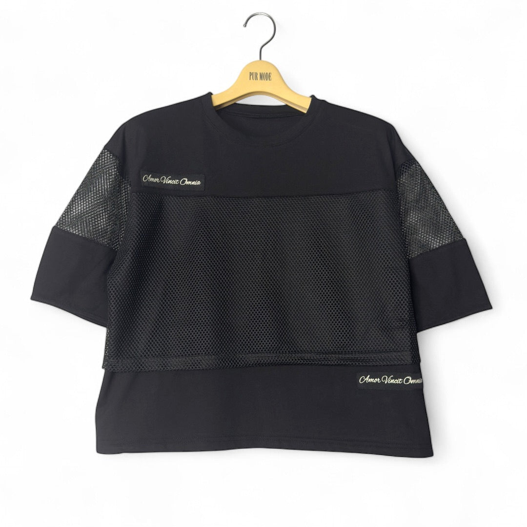 メッシュ切替デザインTシャツ