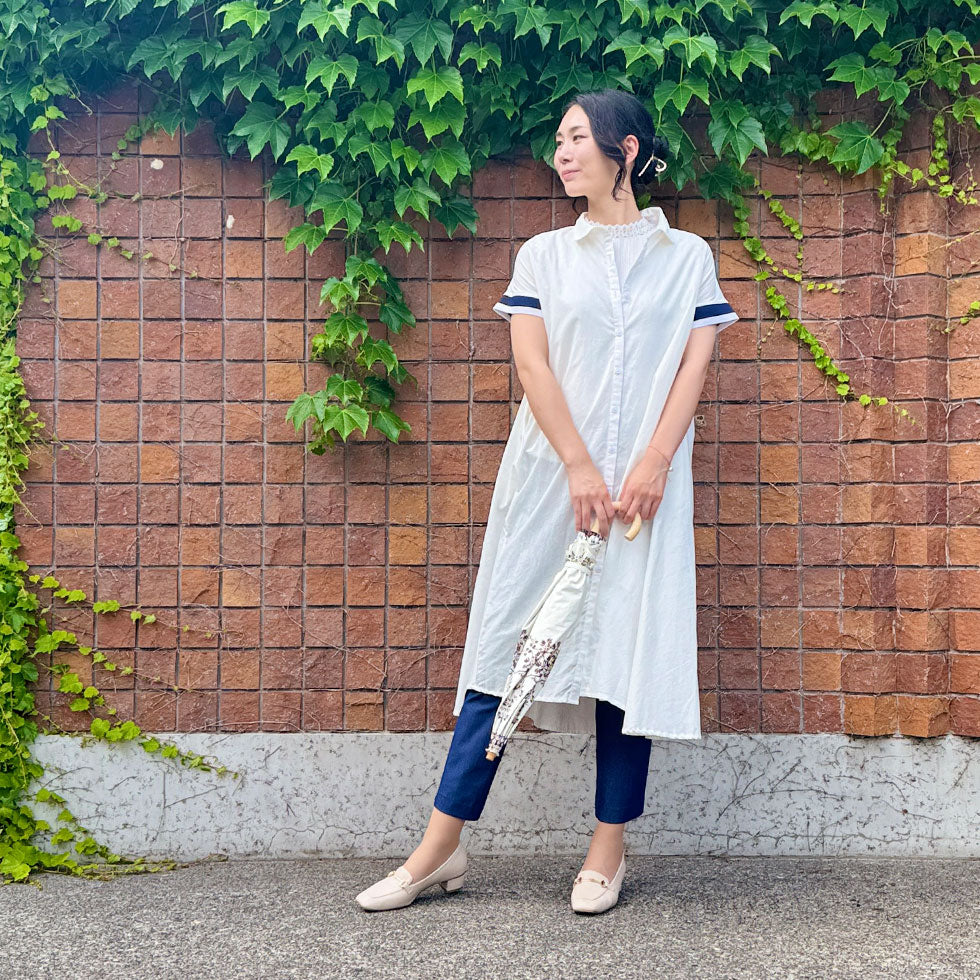 袖ラインリブシャツワンピース