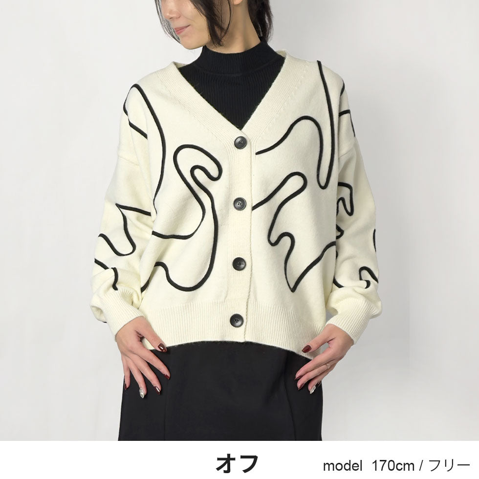 [35%OFF]ラインアートオーバーサイズニットカーディガン