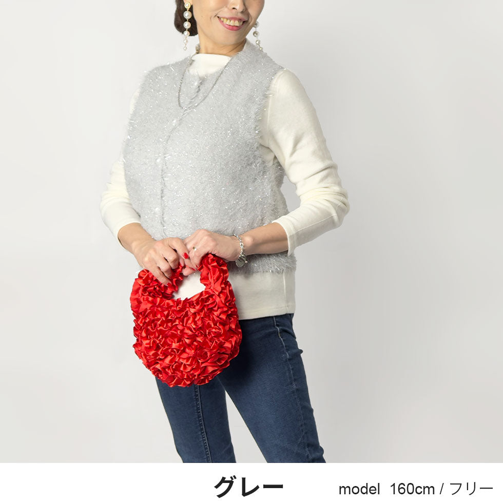 [30%OFF]シャイニーシャギー前開きベスト