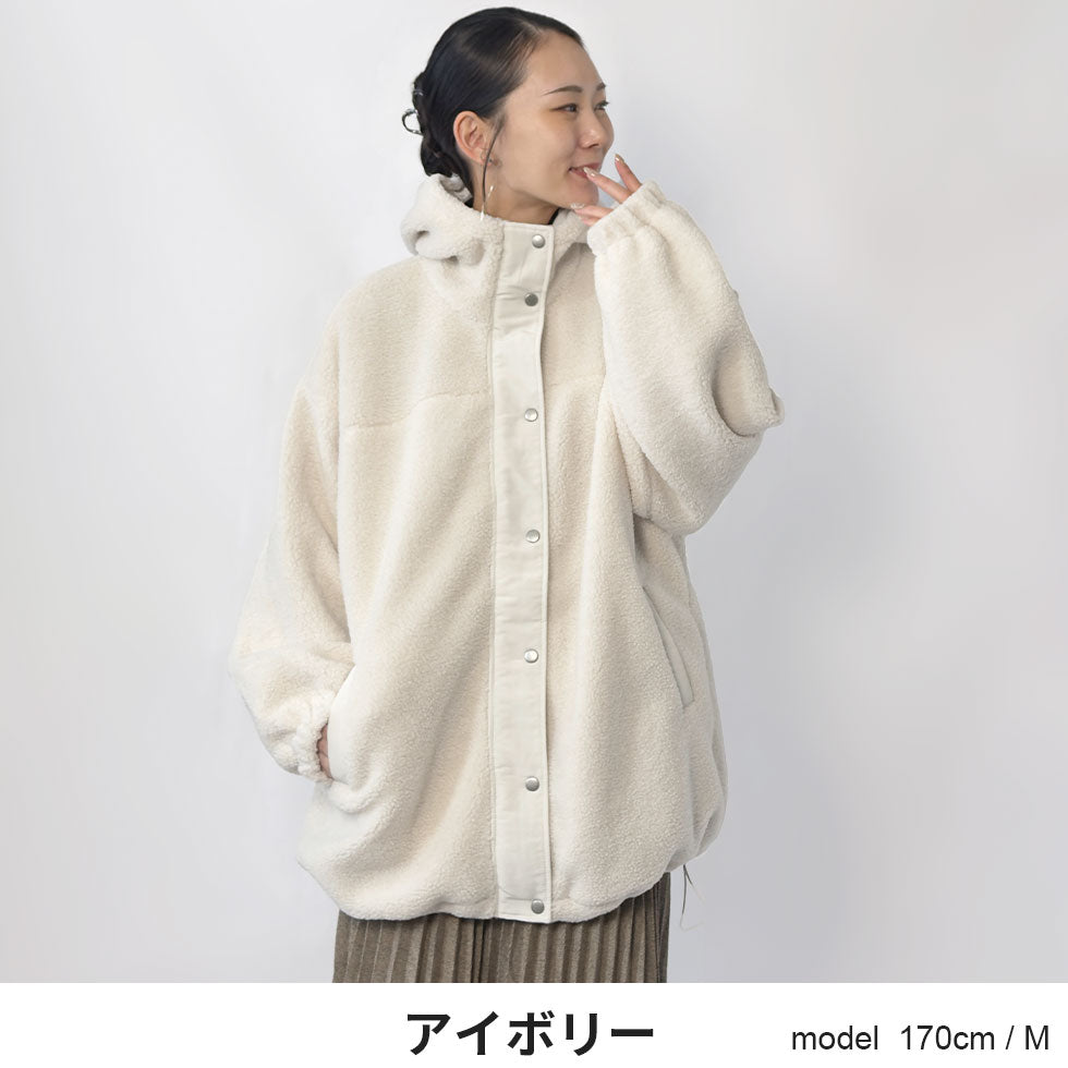 [40%OFF]オーバーサイズフード付きボアジャケット