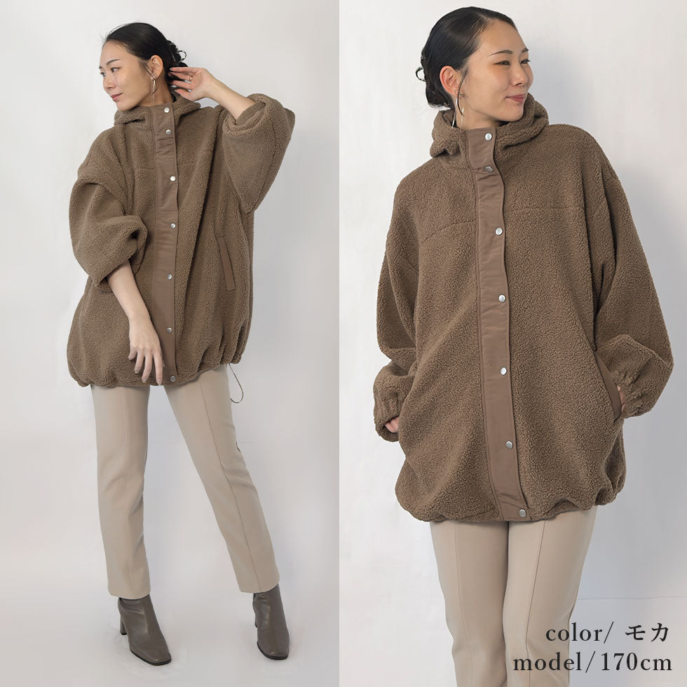 [40%OFF]オーバーサイズフード付きボアジャケット