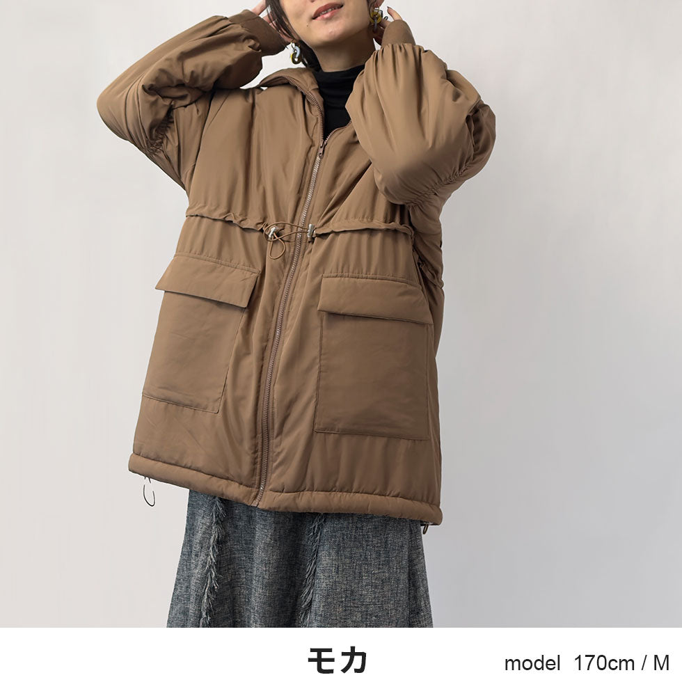 ぽわん袖中綿コート