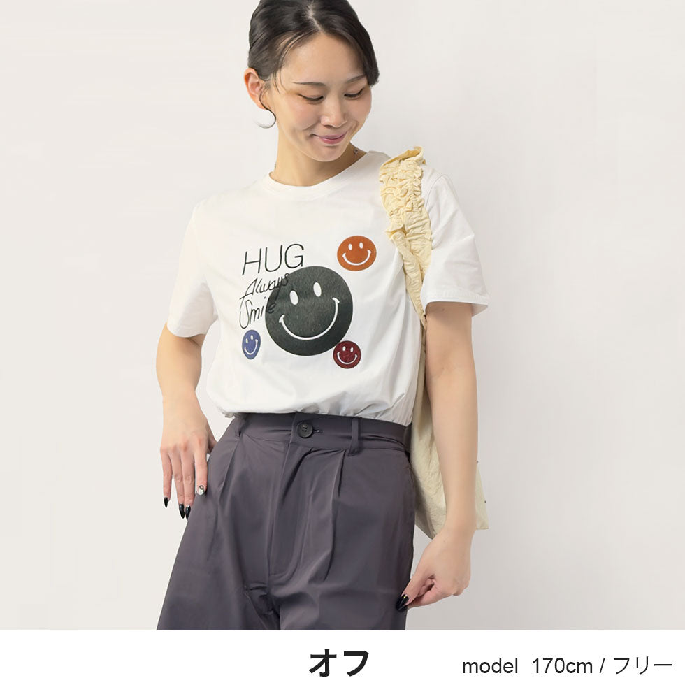 スマイルアップリケカットソー