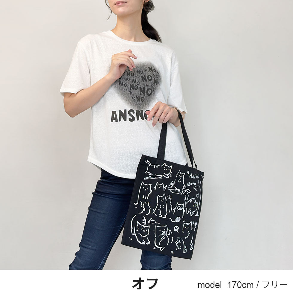 [猫柄トートバッグ付き]杢調グランジハートプリントＴシャツ